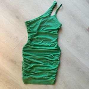 Superdown green metallic mini dress never worn, can ship fast